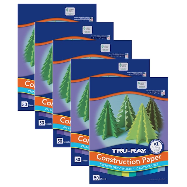 Pacon Tru-Ray Construction Paper, Cool Colors, 9x12in, PK250 P102942 - main